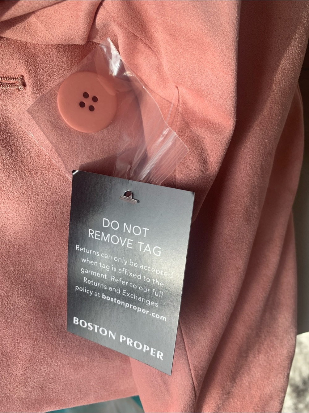 NWT Boston Proper Faux Pink Suede Double-Breasted Eyelet Jacket - Picture 8 of 10